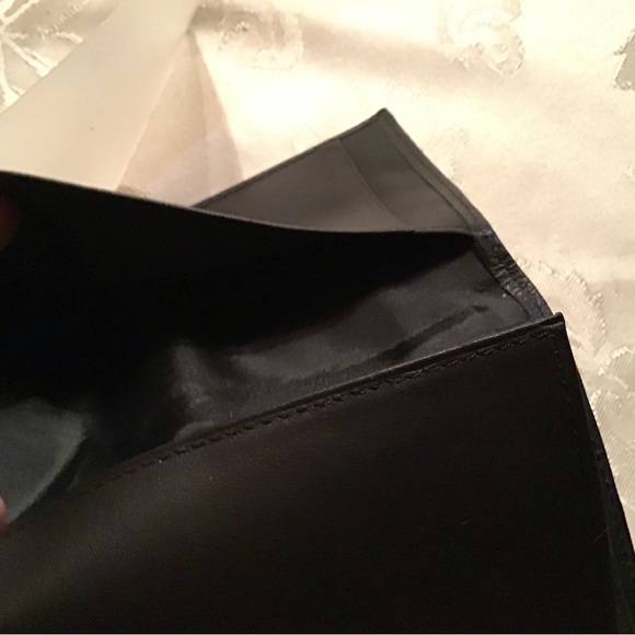 Leather check book holder bifold new black - Picture 7 of 8